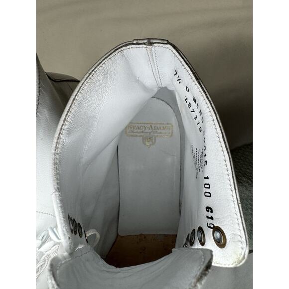 Stacy Adams White Leather Cap Toe Dress Boots Men’s 7.5D Lace Up Formal Vintage - Picture 10 of 10